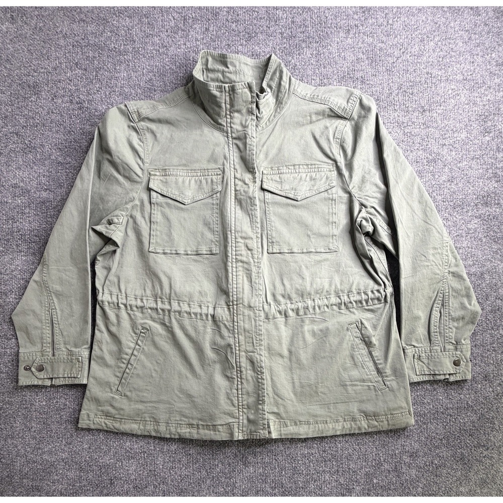 Style & Co Green 100% Cotton Canvas Full Zip Snap Unlined Military Jacket XXL